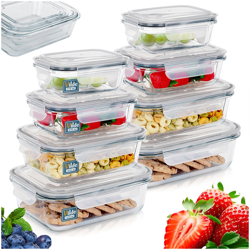 Food Container Glass with Lid and Gasket 8 pcs