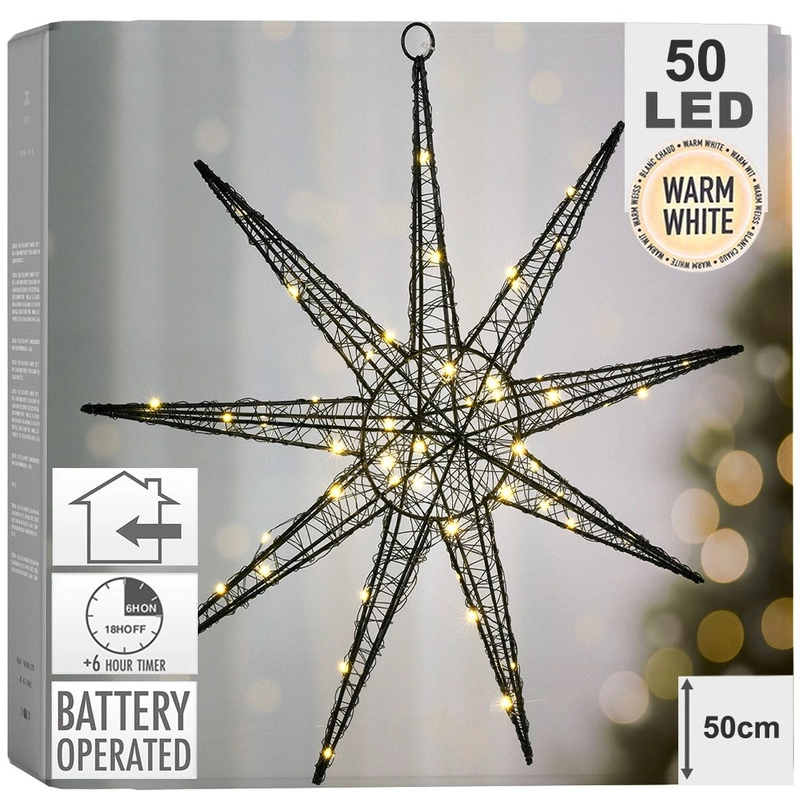 Leuchtstern Weihnachtsstern Deko-Stern Deko-Leuchte schwarz 50 LED 50 cm