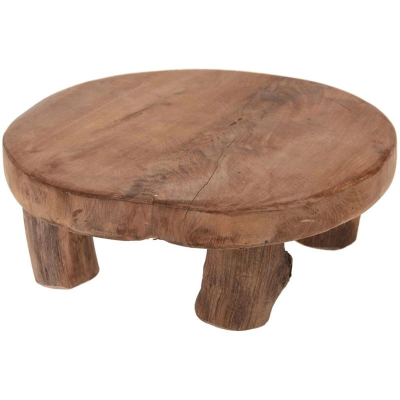 Holztablett | Holzbrett | Holzplatte mit vier Beinen rund zum Servieren von Snacks 20 cm