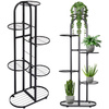 Blumenständer Blumentreppe Pflanzenständer Blumensäule Pflanzensäule Blumenregal für Blumentöpfe aus Metall schwarz 6 Etagen 107 cm
