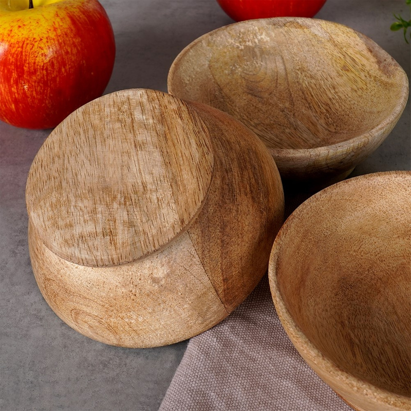 Holzschüssel Holzschale Holzschälchen Servierschale Schüssel 11 cm, 140 ml 3 Stk.