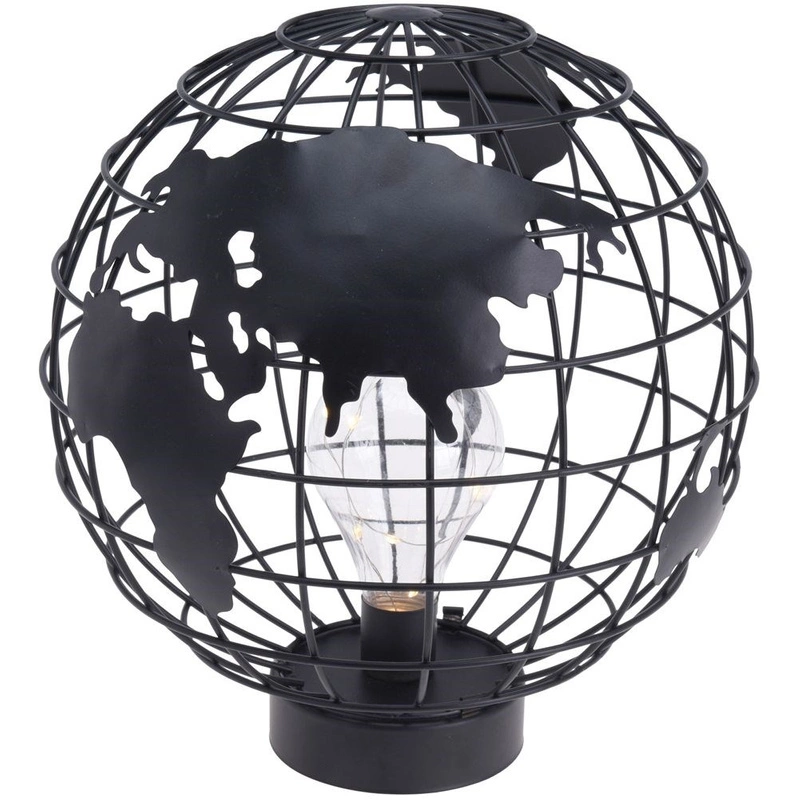 Nachttischlampe GLOBUS Tischlampe aus METALL in Schwarz LOFT + LED-Glühbirne