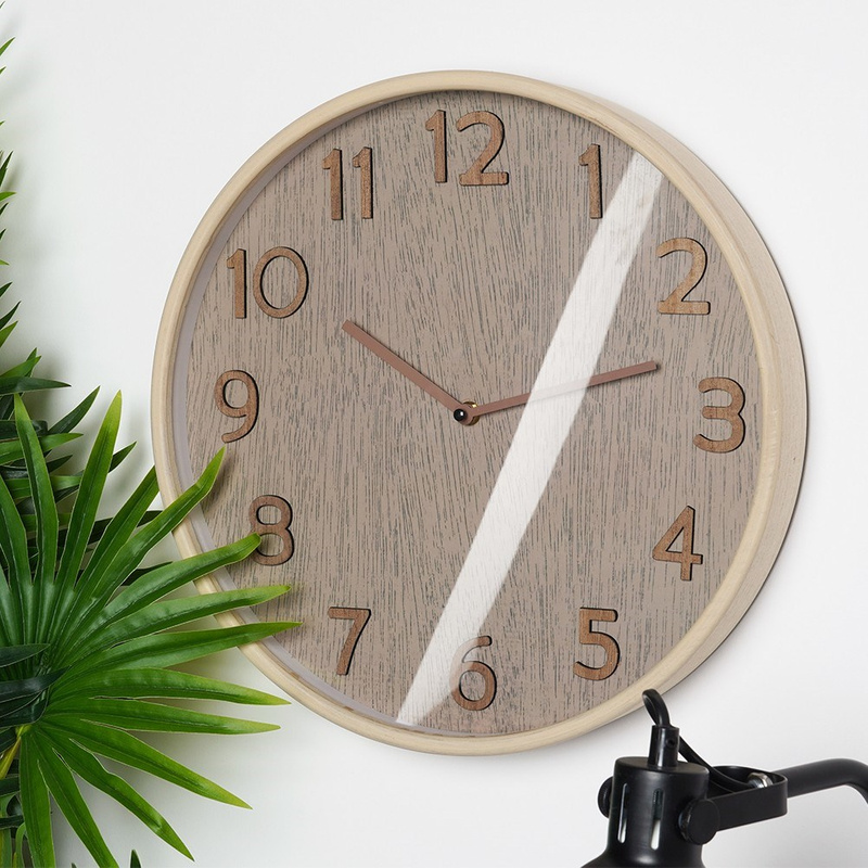 Wanduhr Uhr Zimmeruhr beige 38 cm