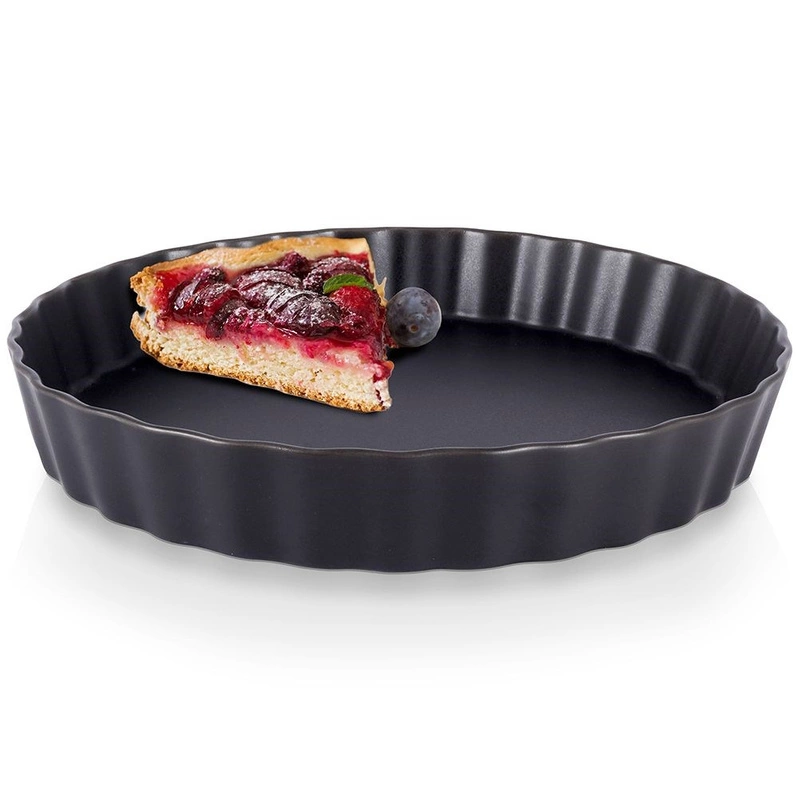 Porzellan-Auflaufform Backform Ofenform Tarteform Kuchenform Porzellan rund schwarz 25 cm