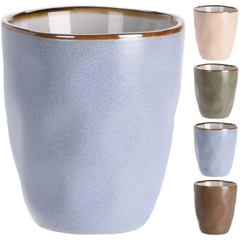 Keramikbecher Keramiktassen Becher-Set zum Verschenken 4 x 160 ml ohne Henkel