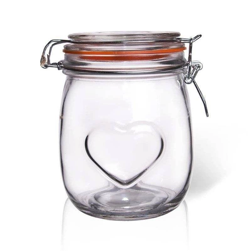 Einmachglas mit Bügelverschluss patentierter Glasbehälter BELA 0,75l HERZ