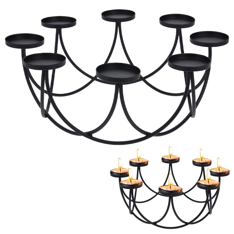 Kerzenhalter | Kerzenständer | Kerzenleuchter für 8 Teelichter aus Metall mattschwarz im LOFT-Stil