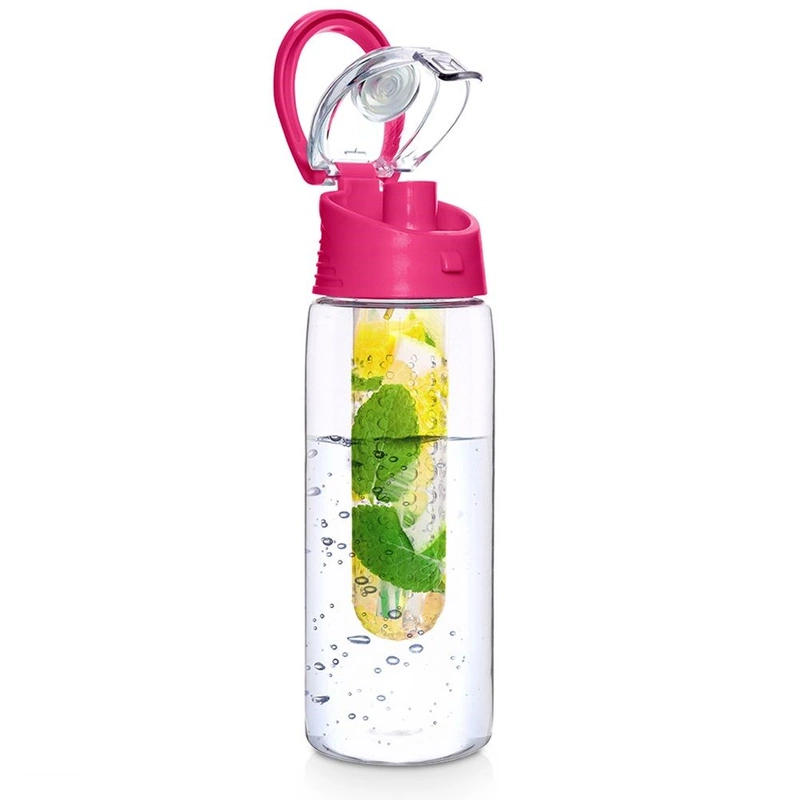 Trinkflasche Wasserflasche Sportflasche mit Fruchteinsatz Früchtebehälter pink 650 ml