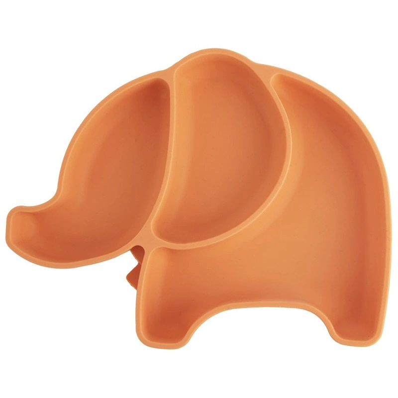 Plate for Kids Silicone Divided Orange Elephant 23.5x19x3.5 cm