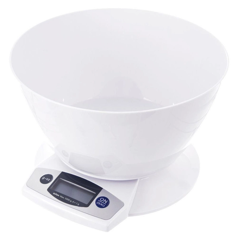 Küchenwaage elektronische Waage weiß 5 kg mit Schüssel 2,5l