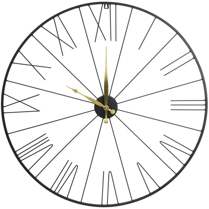 Wanduhr Dekouhr METALLUHR schwarz mit Uhrzeigern in Goldfarbe LOFT 70 cm groß