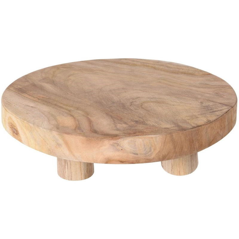 Holztablett | Holzbrett | Holzplatte mit vier Beinen rund zum Servieren von Snacks 30 cm
