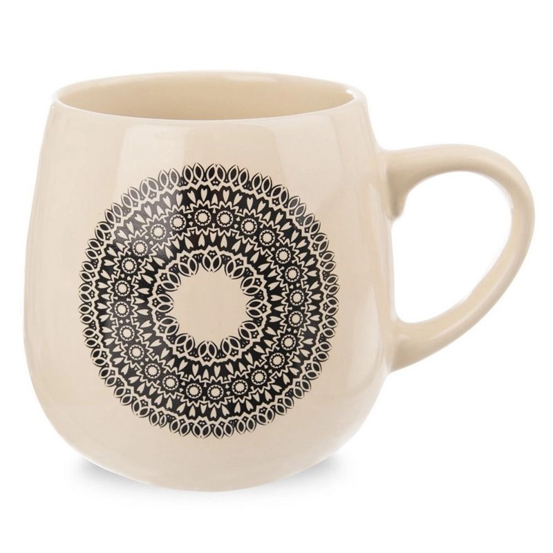 Keramikbecher Becher Kaffeebecher Teebecher Tasse aus Keramik mit Henkel MANDALA 600 ml